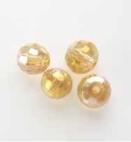 Faceted 6mm Crystal Round Beads ~ Gold