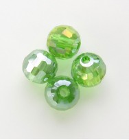 Faceted 6mm Crystal Round Beads ~ Green