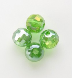 Faceted 6mm Crystal Round Beads ~ Green