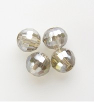 Faceted 6mm Crystal Round Beads ~ Grey