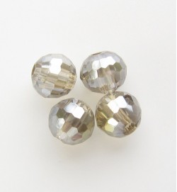 Faceted 6mm Crystal Round Beads ~ Grey