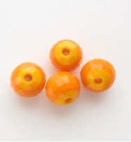 Faceted 6mm Crystal Round Beads ~ Matt Orange