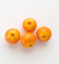 Faceted 6mm Crystal Round Beads ~ Matt Orange
