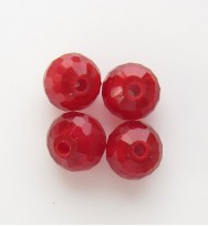 Faceted 6mm Crystal Round Beads ~ Matt Red