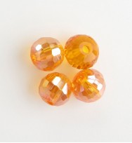 Faceted 6mm Crystal Round Beads ~ Orange