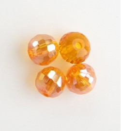 Faceted 6mm Crystal Round Beads ~ Orange