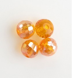 Faceted 6mm Crystal Round Beads ~ Orange