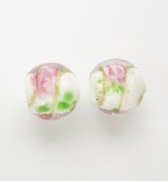Lampwork 8mm Gold Foil Rounds ~ White