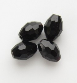 Faceted Ovals 6x9mm ~ Black