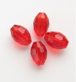 Faceted Ovals 6x9mm ~ Red
