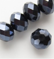 Faceted 10x7mm Abacus Crystal Glass Beads ~ Black