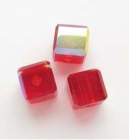 Glass Cubes 6mm ~ Red AB
