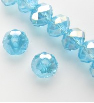 Faceted 6x4mm Abacus Crystal Beads ~ Aqua AB