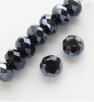 Faceted 6x4mm Abacus Crystal Beads ~ Black/Blue