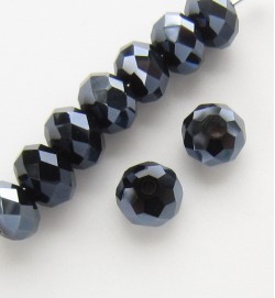 Faceted 6x4mm Abacus Crystal Beads ~ Black/Blue