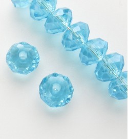 Faceted 6x4mm Abacus Crystal Beads ~ Dark Aqua