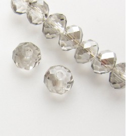 Faceted 6x4mm Abacus Crystal Beads ~ Grey
