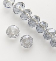 Faceted 6x4mm Abacus Crystal Beads ~ Grey Blue