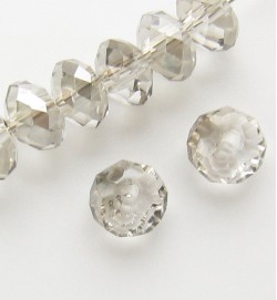 Faceted 6x4mm Abacus Crystal Beads ~ Light Grey