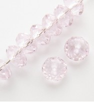 Faceted 6x4mm Abacus Crystal Beads ~ Light Pink