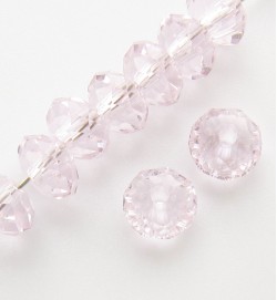 Faceted 6x4mm Abacus Crystal Beads ~ Light Pink