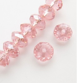 Faceted 6x4mm Abacus Crystal Beads ~ Pink