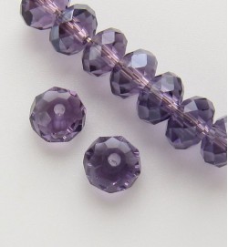 Faceted 6x4mm Abacus Crystal Beads ~ Purple 