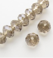 Faceted 6x4mm Abacus Crystal Beads ~ Smoke