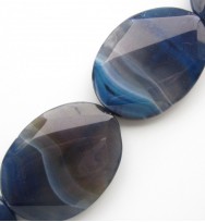 Blue Agate Striped Oval 40x30mm