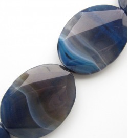 Blue Agate Striped Oval 40x30mm