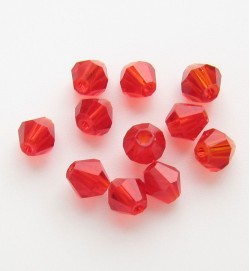 Crystal 4mm Bicone Beads - Light Red