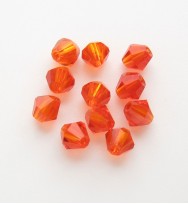 Crystal 4mm Bicone Beads - Orange Red