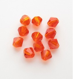 Crystal 4mm Bicone Beads - Orange Red