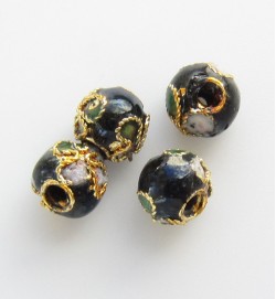 Cloisonne Beads 6mm ~ Black