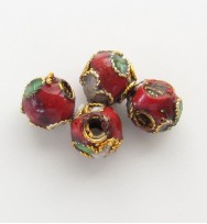 Cloisonne Beads 6mm ~ Red