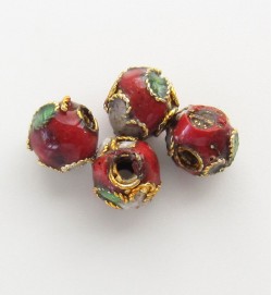 Cloisonne Beads 6mm ~ Red