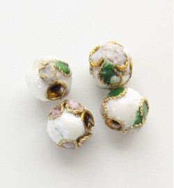 Cloisonne Beads 6mm ~ White