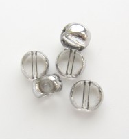 Silver Edged 6mm Flat Round Glass Beads ~ Clear