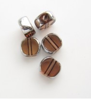 Silver Edged 6mm Flat Round Glass Beads ~ Toffee