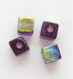 Glass Cubes 4mm ~ Dark Purple AB