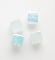 Glass Cubes 4mm ~ Milky Light Blue AB