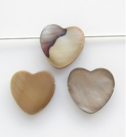 MOP Shell Hearts 10mm ~ Brown