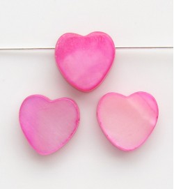 MOP Shell Hearts 10mm ~ Dark Pink