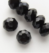 Faceted 8x6mm Abacus Glass Beads ~ Black