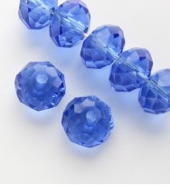 Faceted 8x6mm Abacus Glass Beads ~ Blue