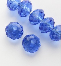 Faceted 8x6mm Abacus Glass Beads ~ Blue