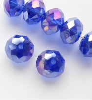 Faceted 8x6mm Abacus Glass Beads ~ Blue AB