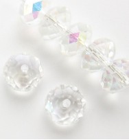 Faceted 8x6mm Abacus Glass Beads ~ Crystal AB