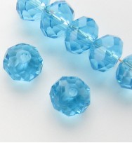 Faceted 8x6mm Abacus Glass Beads ~ Dark Aqua