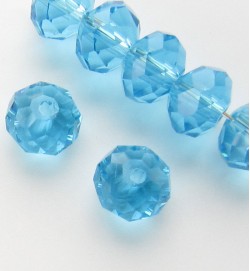 Faceted 8x6mm Abacus Glass Beads ~ Dark Aqua